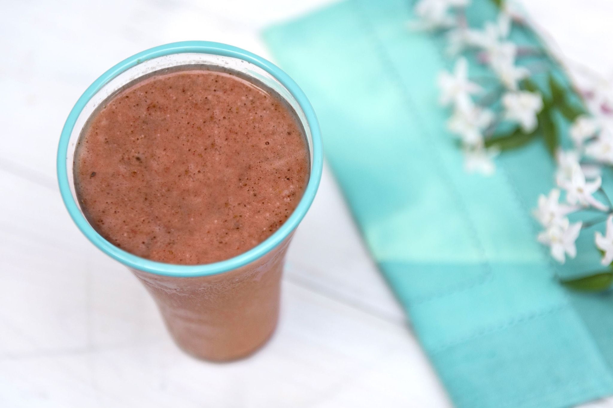 Chocolate Covered Raspberry Protein Smoothie