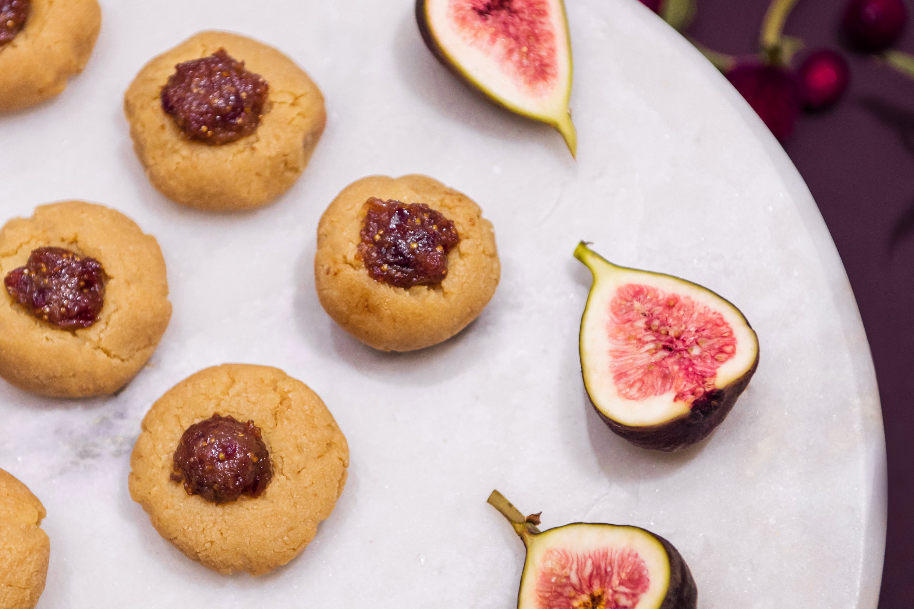 Almond Thumbprint Cookies with Cranberry Fig Jam
